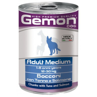Консерви для собак Gemon Dog Wet Medium Adult шматочки з тунцем та лососем 415 г (8009470387880) Вінниця - фото 1