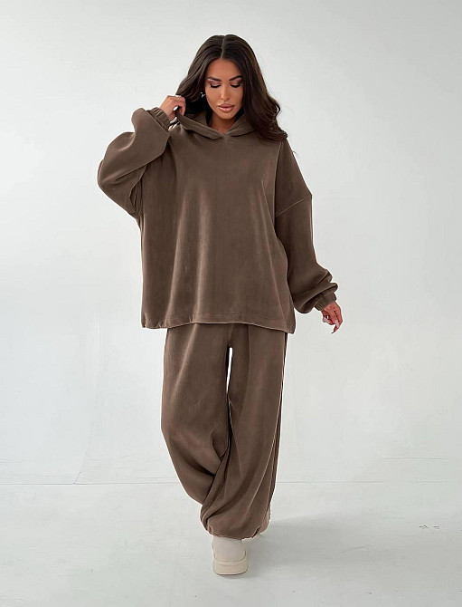 Женский теплый прогулочный костюм двойка двойной флис Мокко, 46 Одесса - изображение 1