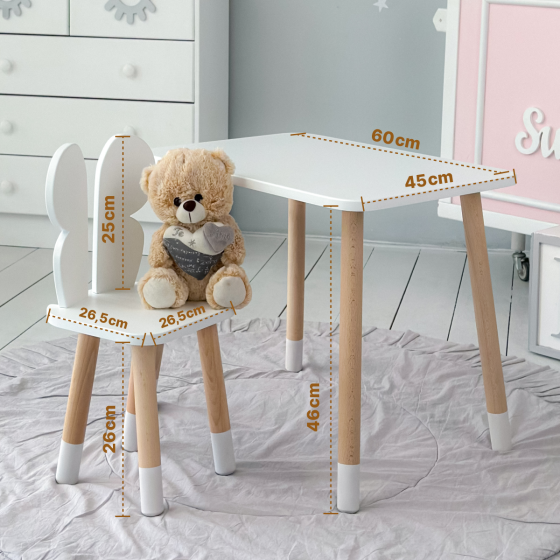 Стіл і стілець "Метелик" для дівчинки, білий Київ