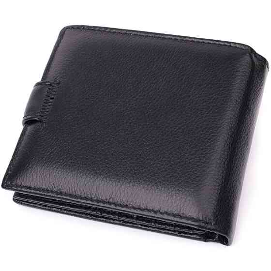 Отменный горизонтальный бумажник для мужчин из натуральной кожи ST Leather 22465 Черный Киев