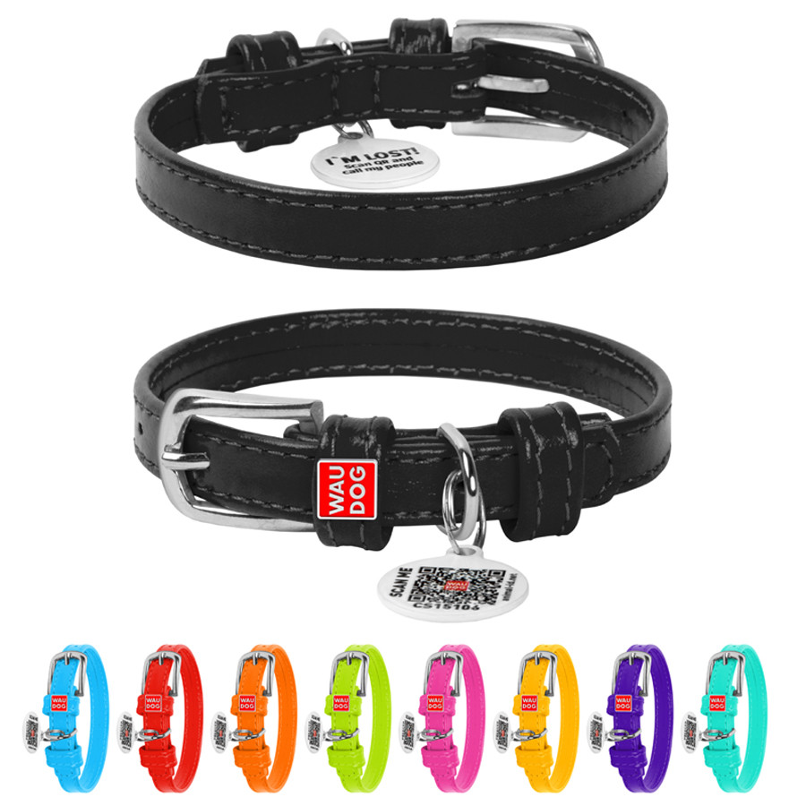 Нашийник для собак шкіряний WAUDOG Glamour з QR паспортом, без прикрас, XS, Ш 12 мм, Дов 21-29 Коломыя - изображение 1