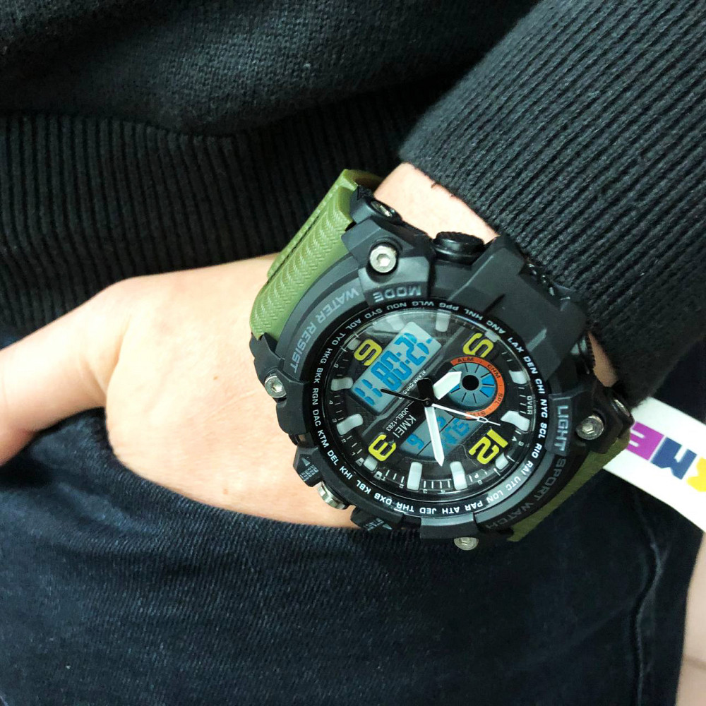 Годинник чоловічий спортивний з крокоміром SKMEI 1283AG ARMY GREEN, Армійський годинник мілітарі WA-39 Львів - фото 18