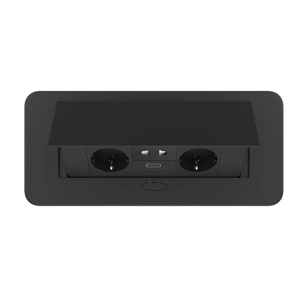 LIVOLO Меблева розетка потрійна LIVOLO чорна, вбудована у стільницю, з USB 10 Вт, універсальною Коломия - фото 4