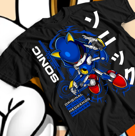 Футболка для хлопчика з аніме принтом Сонік Метал Хедгехог Хероес оверсайз (зріст від 165 до 180) Чорний AnimeJ0199m Дніпро