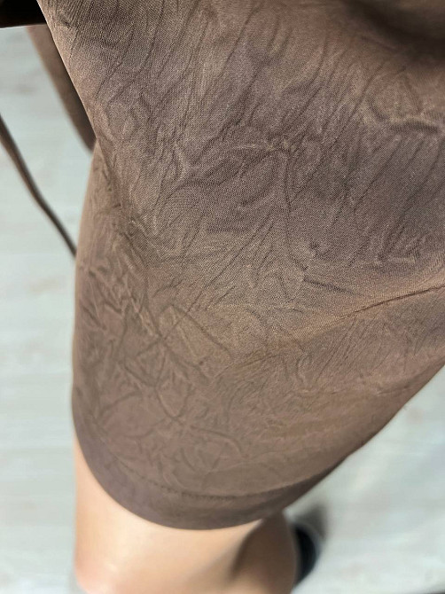 Шорти жіночі A-N 25175 вільний крій шовкові жатка талія на резинці шнурок короткі коричневі, коричневий, M Київ - фото 9