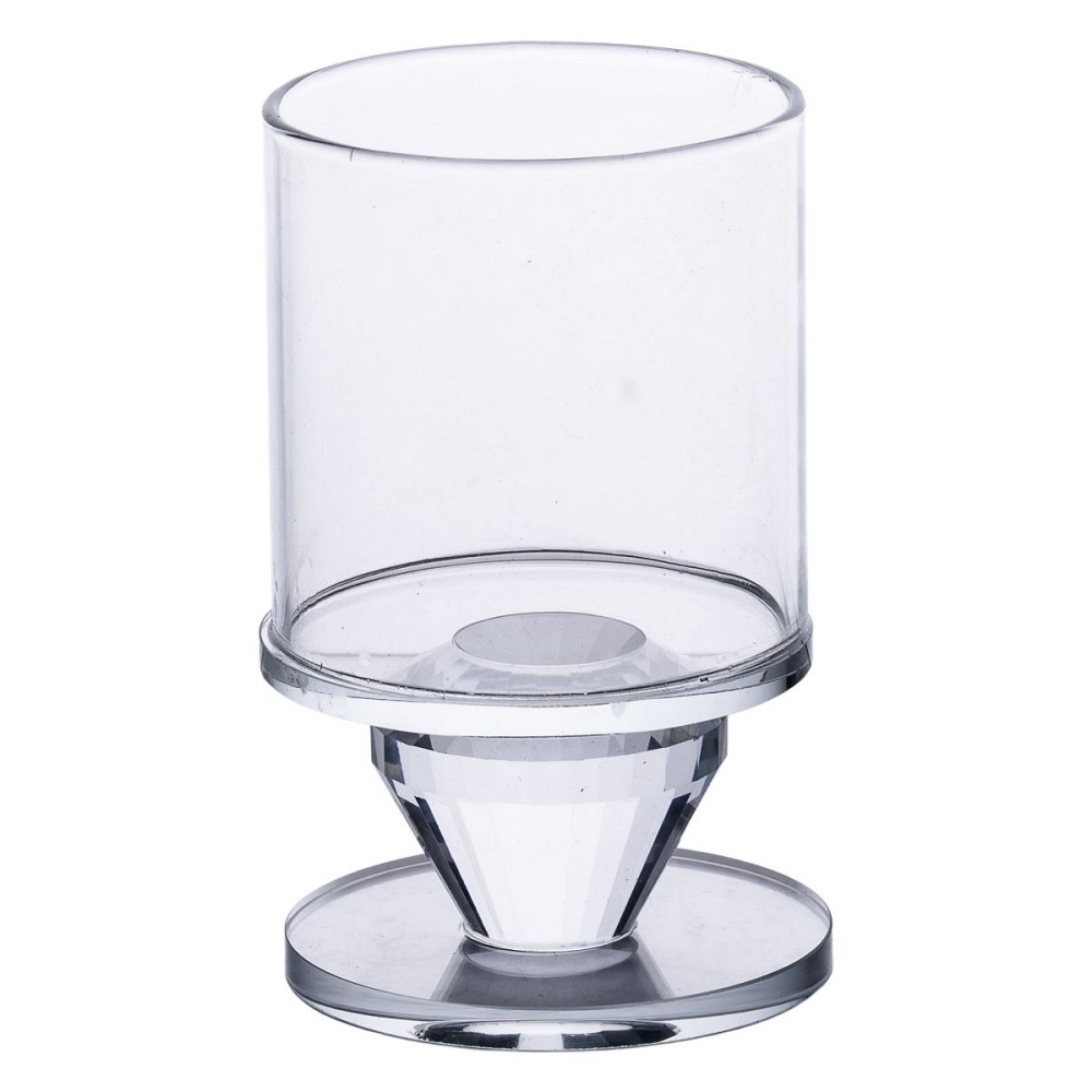 Yiwu Підсвічник скляний 6×9.3 см на одну свічку підсвічник келих на ніжці декоративний прозорий Киев - изображение 1