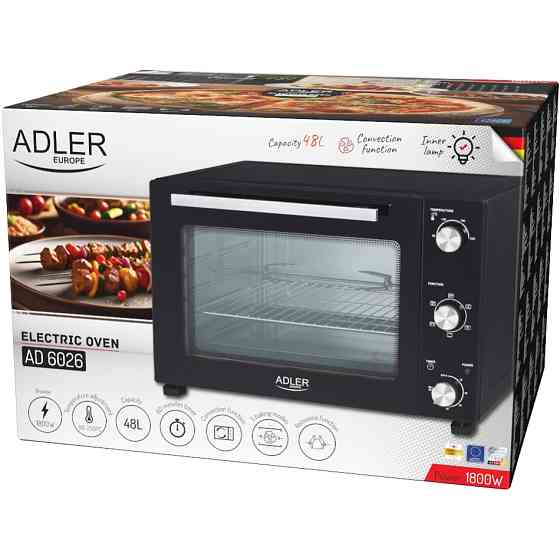 Електрична піч Adler AD 6026 1800Вт/ 48л /електроплита/ механічне керування/чорна Вінниця