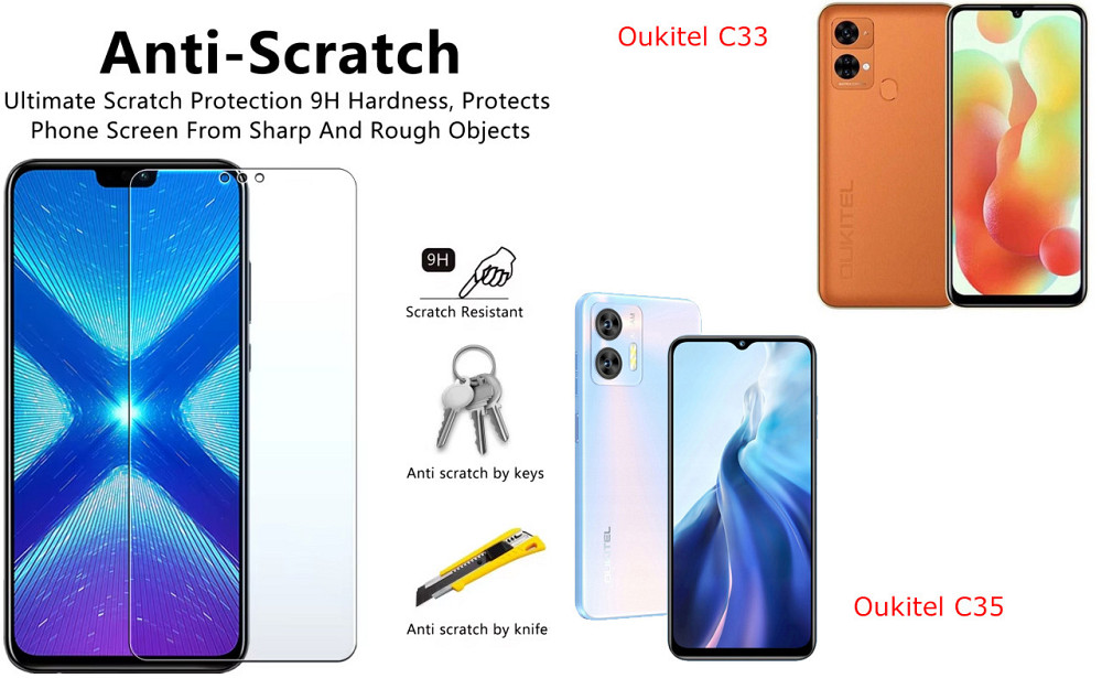 Защитное стекло NeoGlass для Oukitel C33, Oukitel C35 – ультрапрозрачное и устойчивое Киев - изображение 1
