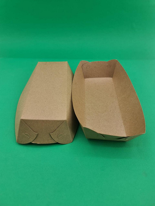 Тарілка-човник крафт ПЛОТНА з ламінацією 250*100*45 (100 шт.) Харків - фото 1