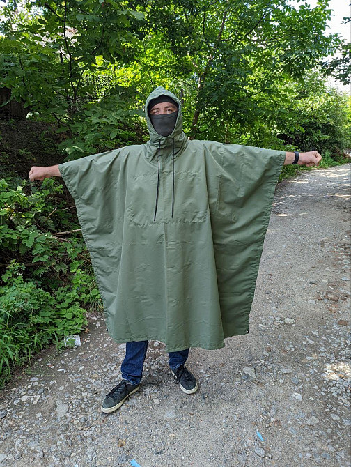 Плащ-дощовик тактичний армійський ЗСУ Пончо з капюшоном Військовий плащ Захист для військових від до Дніпро - фото 4