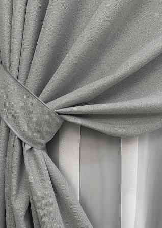 Комплект готових штор VR-Textil Льон блекаут № 1822ш Сірий 150х270 см 2 шт (33-0821) Київ