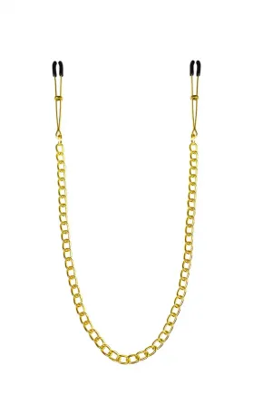 Тонкі затискачі для сосків з ланцюжком Feral Feelings - Chain Thin nipple clamps, золото/чорний Львів