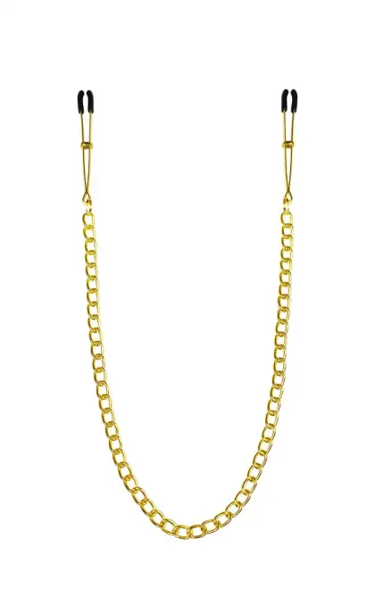 Тонкі затискачі для сосків з ланцюжком Feral Feelings - Chain Thin nipple clamps, золото/чорний Львов - изображение 1