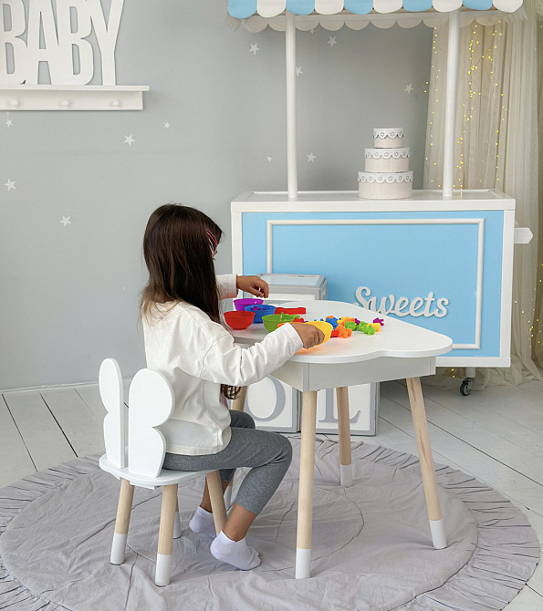 Новинка! Стол тучка с нишей и стульчик бабочка белые 27603 Киев - изображение 4