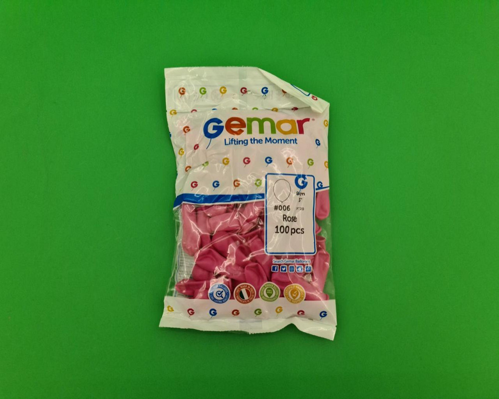 Повітряні кульки пастель рожеві 3" (8 см) латексні бомбочки 100 шт Gemar (1 пач.) Харків - фото 1