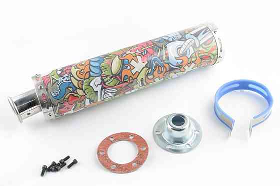 Глушитель (тюнинг) 420*10 см, креп. Ø78mm (нержавейка, граффити, прямоток, mod:1) Мукачево