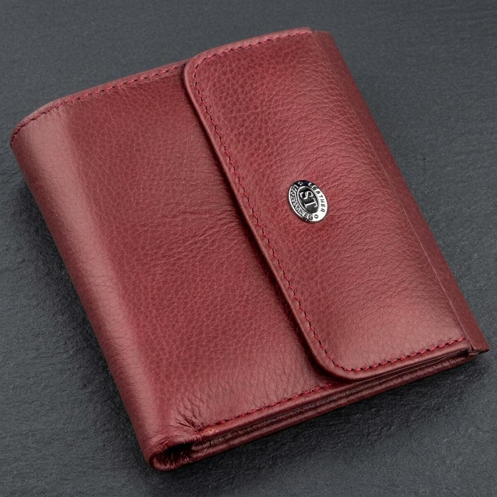 Небольшой женский бумажник с монетницей ST Leather 18920 Бордовый Киев - изображение 8