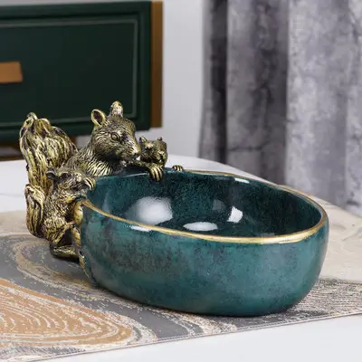 Ключница миска Белочки для мелочей и конфет (Зеленая) Винница - изображение 1