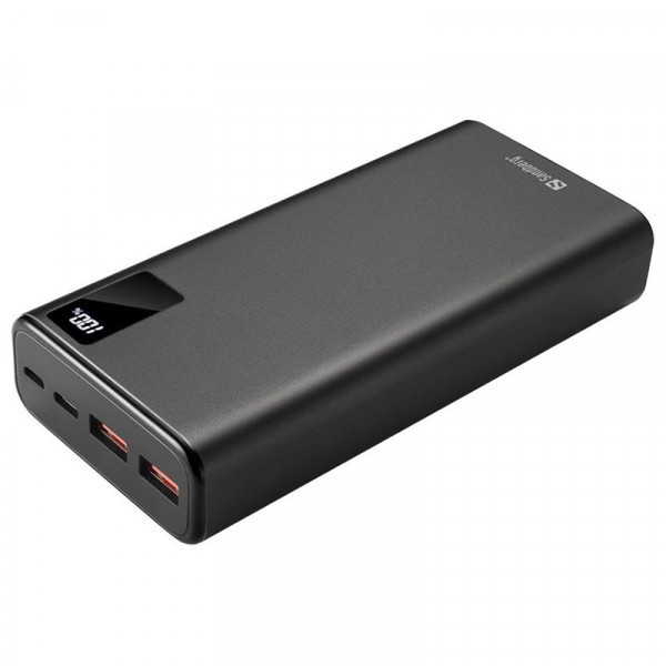 УМБ Sandberg 20000mAh 20W 3A PD,QC3.0, 2xUSB, Type-C OUT,PowerThru, метал. корпус Black Киев - изображение 1