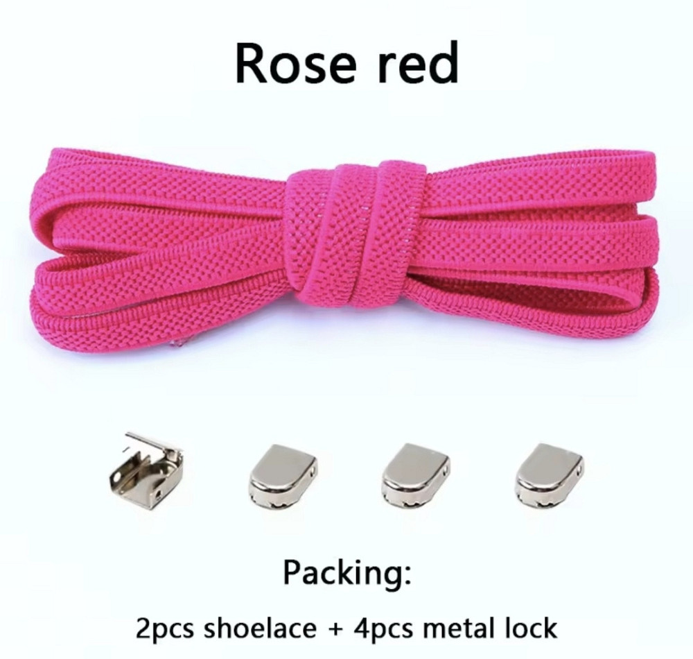 Еластичні шнурки без зав'язок з металевими фіксаторами Яскраво-рожевий Смела - изображение 1