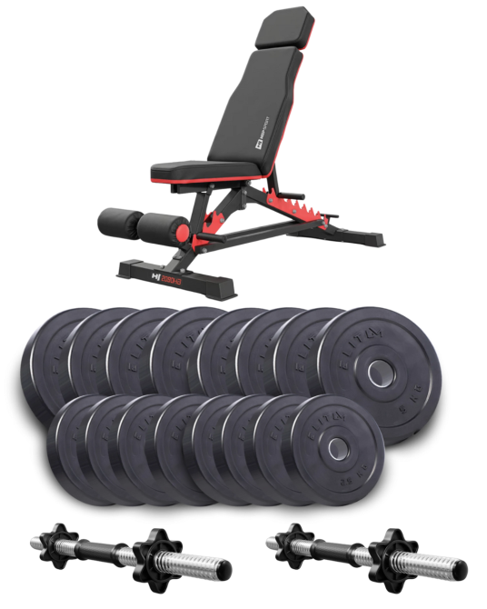 Набір Elitum Titan гантелі 2х31кг з лавою Hop-Sport HS-2090 HB Киев - изображение 1