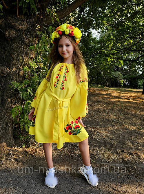 Платье вышиванка желтая с маками для девочки Кривой Рог - изображение 4