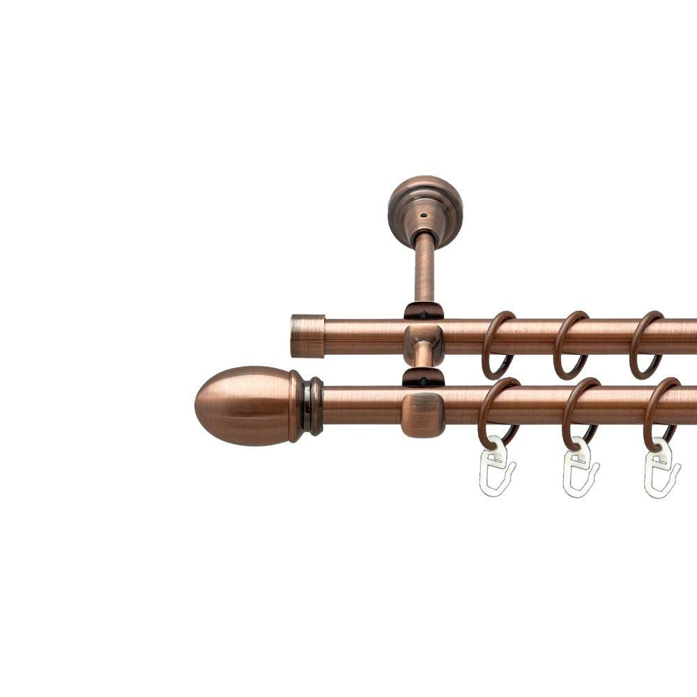 Карниз Orvit Белуно металевий дворядний відкритий гладка труба кільце металеве Мідь 16\16 мм 240 см Львов - изображение 1