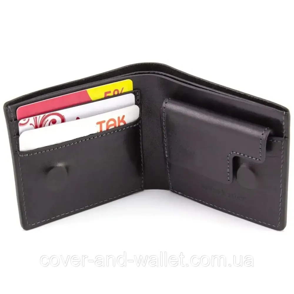 Коричневий чоловічий шкіряний гаманець ручної роботи на магнітах Grande Pelle Київ - фото 2