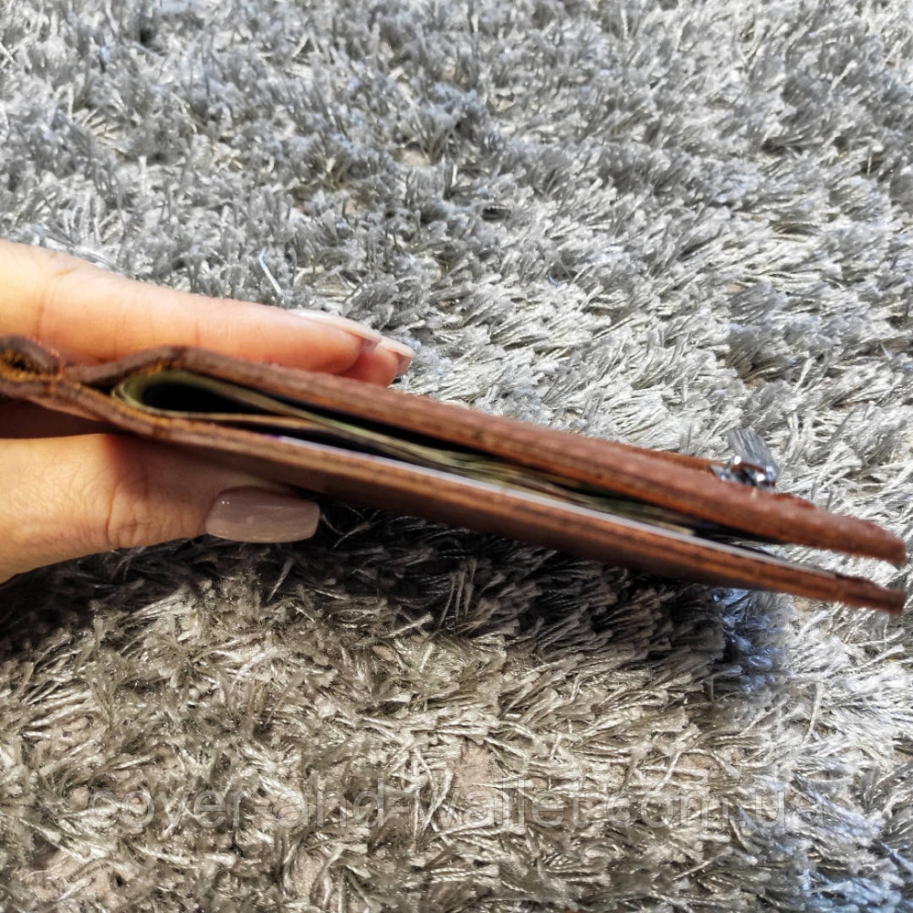 Кожаный зажим для денег на магнитах рыжего цвета ST B4-15 Киев - изображение 5