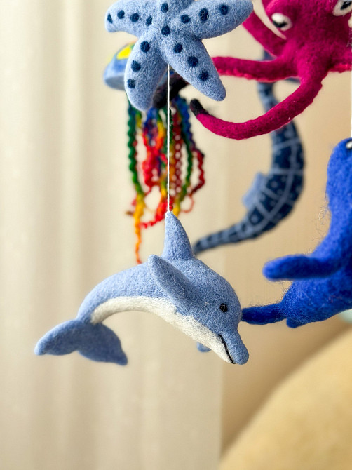 Дитячий музичний мобіль на ліжечко для немовлят WooolyWool «Підводний світ» з 35 мелодіями Київ - фото 9