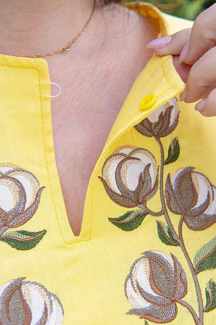 Вышиванка женская льняная с длинным рукавом, лен, топ Киев - изображение 6