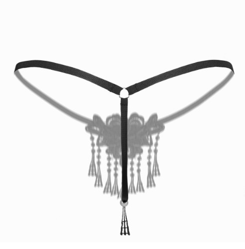 Еротичні стрінги з бусинками чорні - розмір універсальний (на резинці), 15% нейлон, 85% поліестер Київ - фото 7