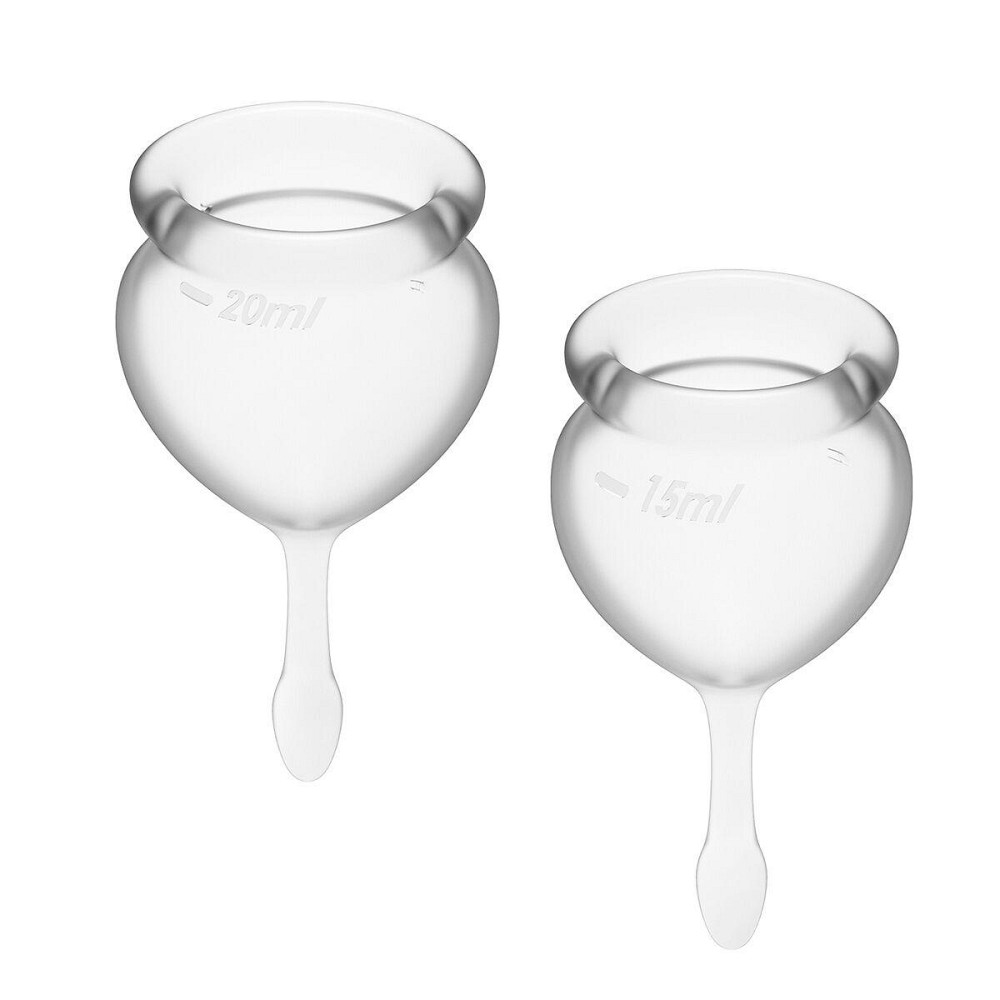 Набір менструальних чаш Satisfyer Feel Good (Transparent), 15мл і 20мл, мішечок для зберігання Sex Aura Київ - фото 1