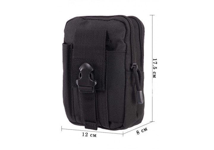 Підсумок-органайзер для телефону, документів та особистих речей чорний (тактичний утилітарний, на РПС, пояс, жилет, ремінь, MOLLE) Коломия - фото 2