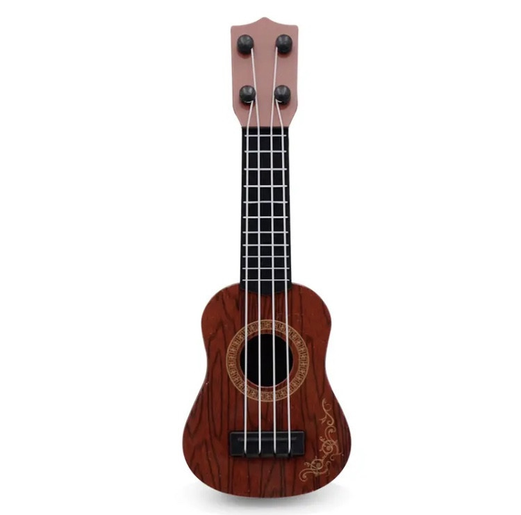 Гітара дитяча іграшка, темно-коричнева, дитяча укулеле, довжина - 25см, ширина 9см, пластик, 4 струни, унісекс, 3+ Київ - фото 1