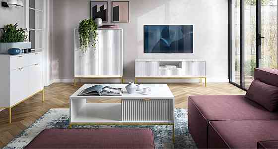 Комод Perfect Home Нова / Nova 2-дверний з 2 шухлядами і золотими ніжками KSZ104 Білий (PFH-091217) Дніпро