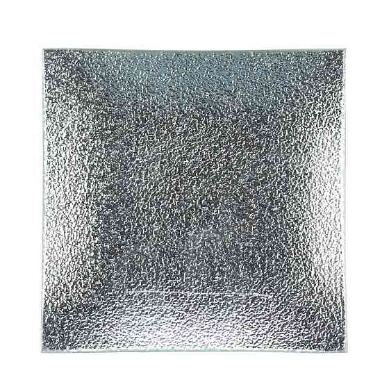 Тарілка квадратна "Фольга"/ скло/ сріблястий/шагрень/12х12 см Рівне