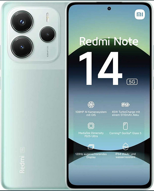 Смартфон Xiaomi Redmi Note 14 5G 8/256GB Coral Green (Global) Киев - изображение 1