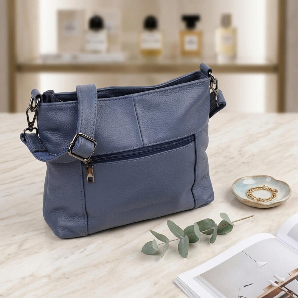 Жіноча сумка на два відділення з натуральної шкіри Vintage 23016 Синій Київ - фото 14