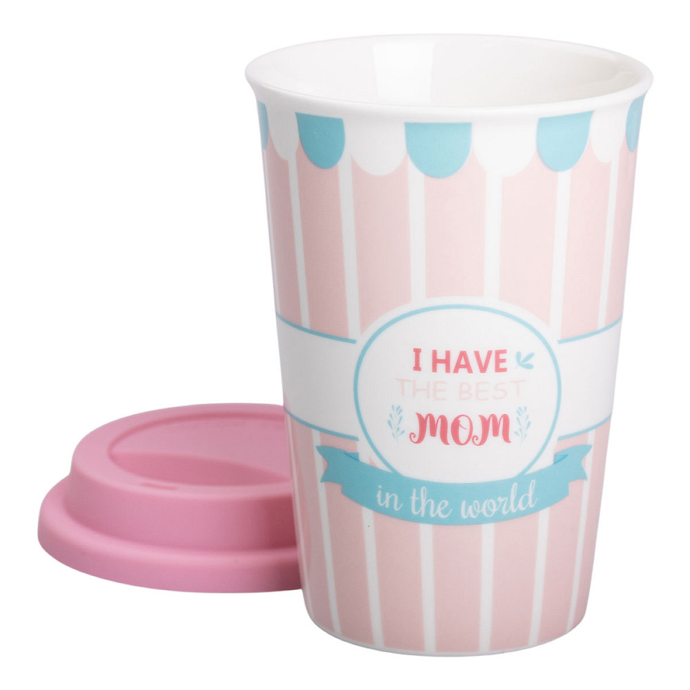 Стакан порцелянаовий 420 мл з силіконовою кришкою I have the best mom RX-N240288HM Коломия - фото 3
