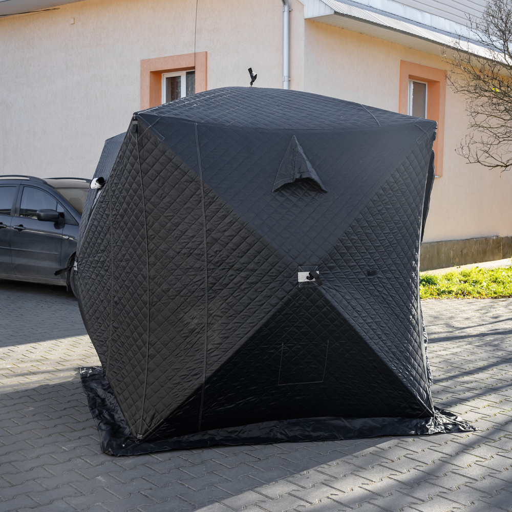 Намет зимовий утеплений "куб" (3-місний 210х210х210), Зимовий намет для рибалки туризму кемпінгу та подорожей Чорний LU-BD18B Київ - фото 3