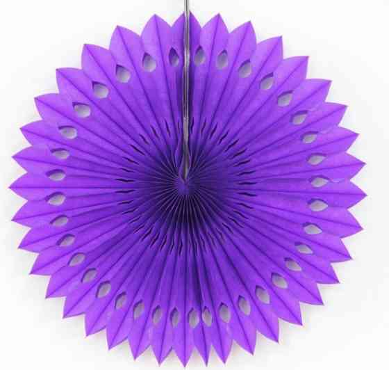 Бумажный веер для декора 30 см фиолетовый Киев