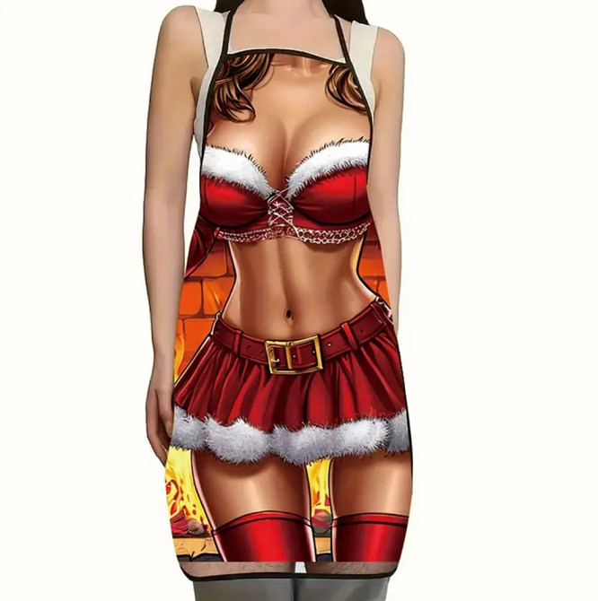 Фартух новорічний для жінок з приколом 74 на 54 см різнобарвний Київ - фото 6