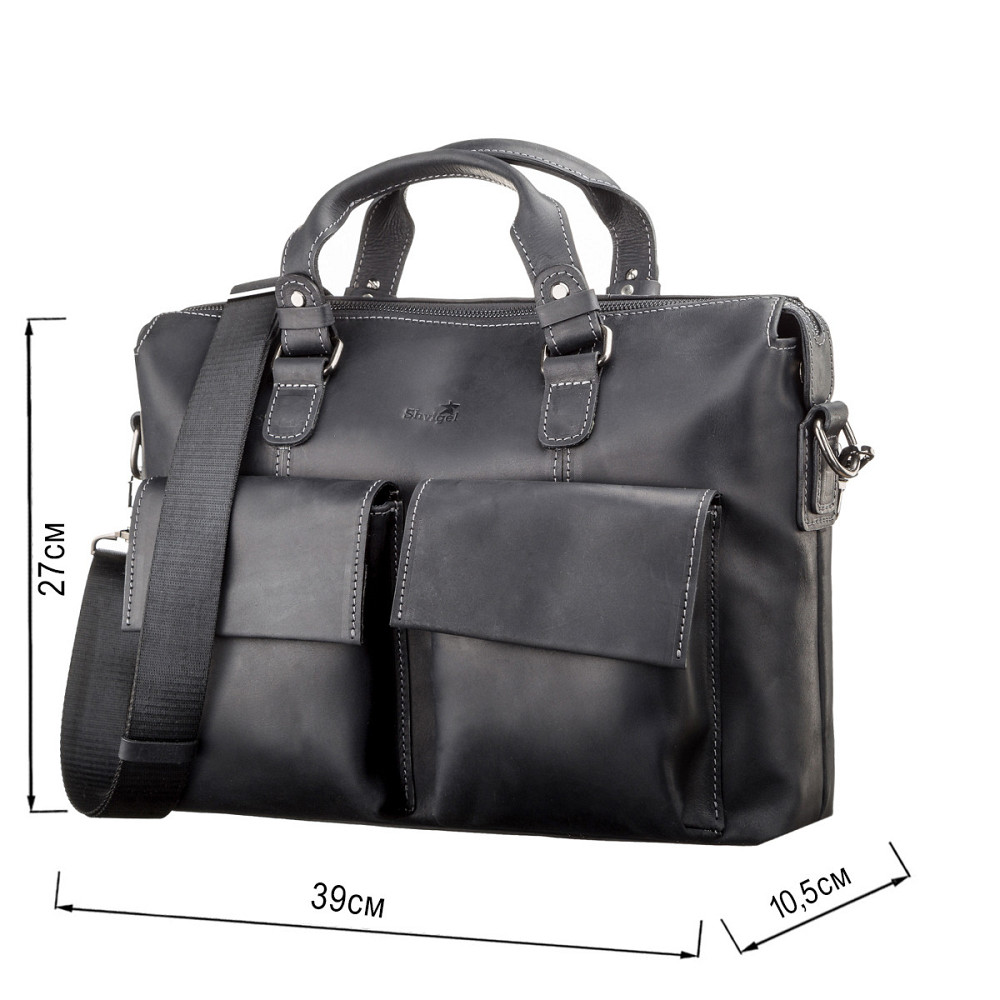 Сумка для ноутбука шкіряна Чорна (SHVIGEL) Київ - фото 7