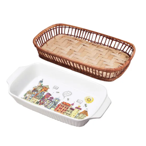 Форма для запікання 1,5л 36*19*5см прямокутна з ротанговим кошиком кераміка 6304 KAMILLE Житомир - фото 8