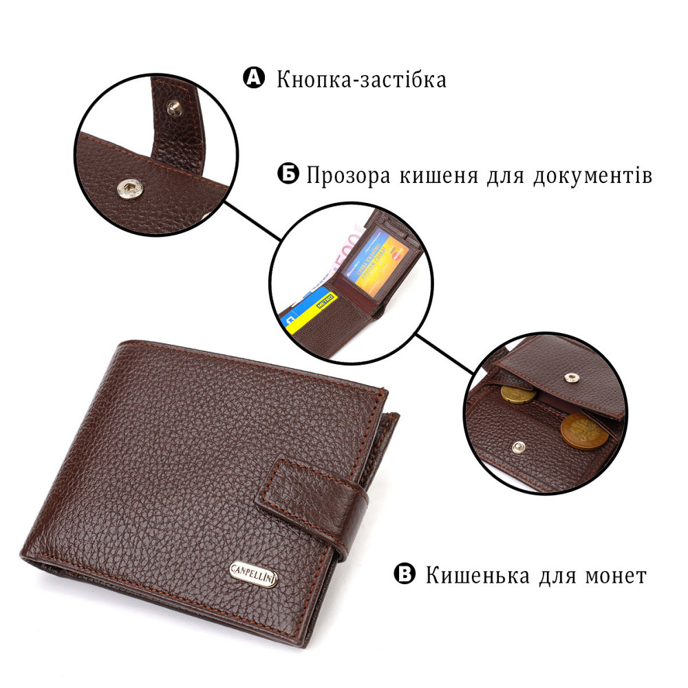 Практичный горизонтальный кошелек для мужчин из натуральной кожи флотар (CANPELLINI) Киев - изображение 8