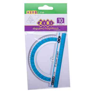 Линейка ZiBi Транспортир 100мм, с голубой полоской, блистер (ZB.5640-14) Винница
