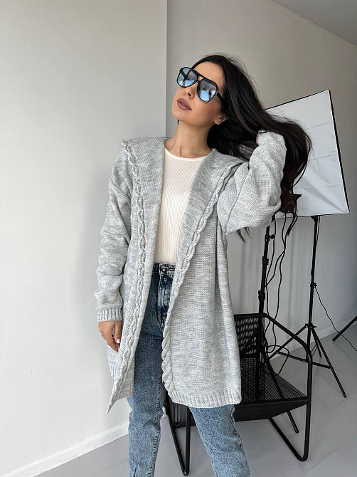 Женский модный вязаный кардиган с капюшоном. 44-54р. Киев - изображение 5