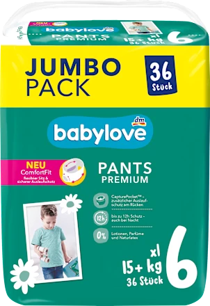 Babylove Baby Pants Premium Дитячі підгузники трусики преміум-класу, розмір 6 XL (15+ кг), велика упаковка, 36 шт. Київ
