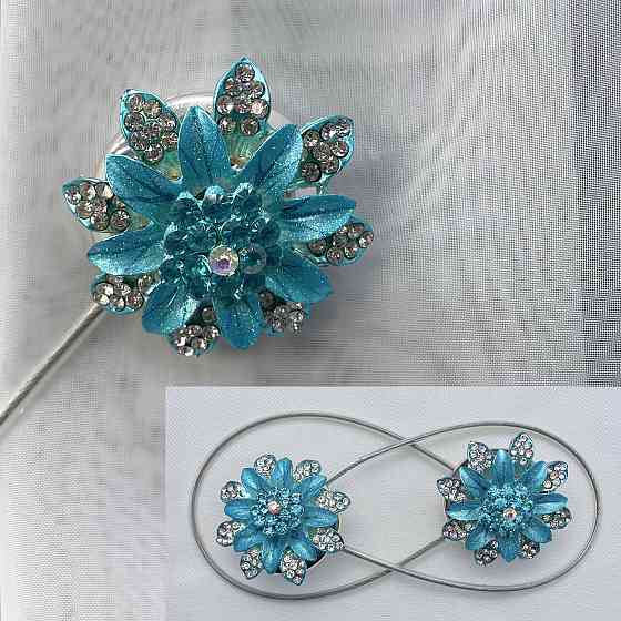 Магніти для штор та гардин "Flowers" набір 2 шт Блакитний (81-224) Київ